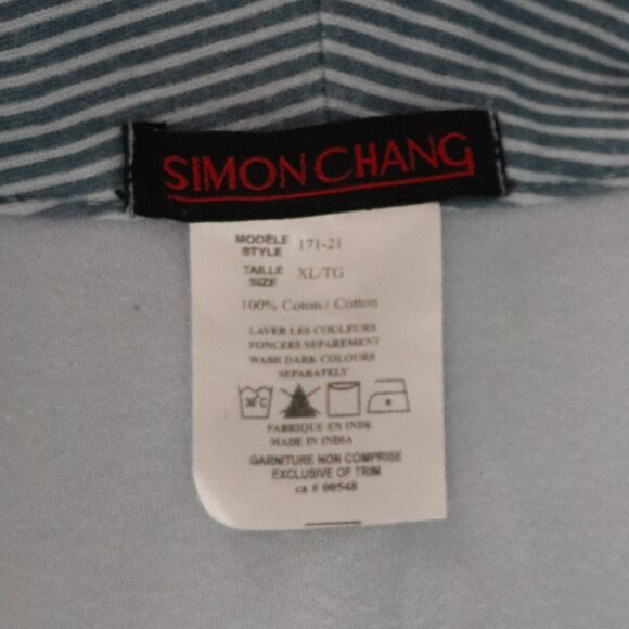 Simon Chang Womens‎ Blue Sz XL Striped Buttoned Cotton Lace Pj Long Sleeve Top - Picture 11 of 12